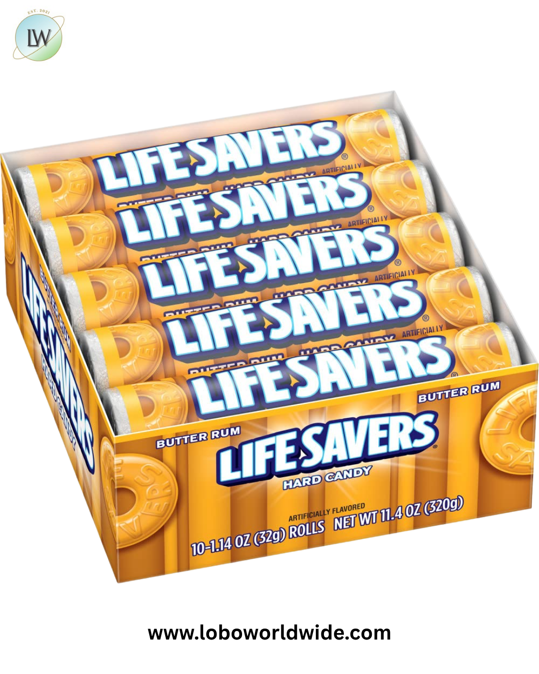 Life Savers Butter Rum Hard Candy Bulk, (20 Single Packs)