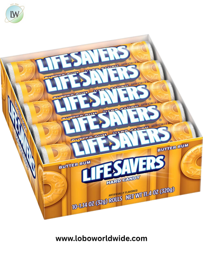 Life Savers Butter Rum Hard Candy Bulk, (20 Single Packs)