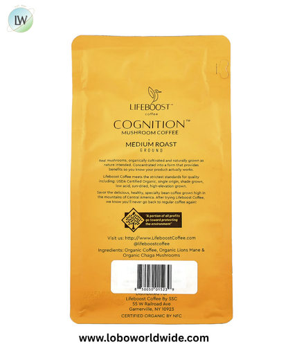 Lifeboost, Cognition™, Mushrooms + Coffee, Ground, Medium Roast, 12 oz (340 g)
