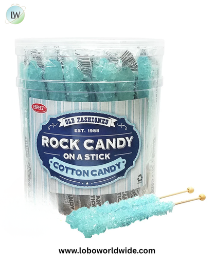 Light Blue Rock Candy Crystal Sticks Cotton Candy - 36ct Jar