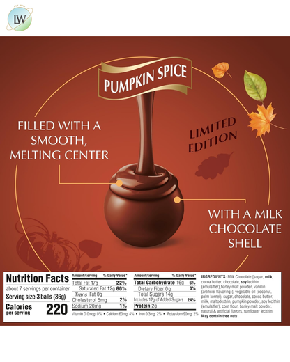 Lindt Lindor Milk Chocolate, Pumpkin Spice, 8.5 oz.