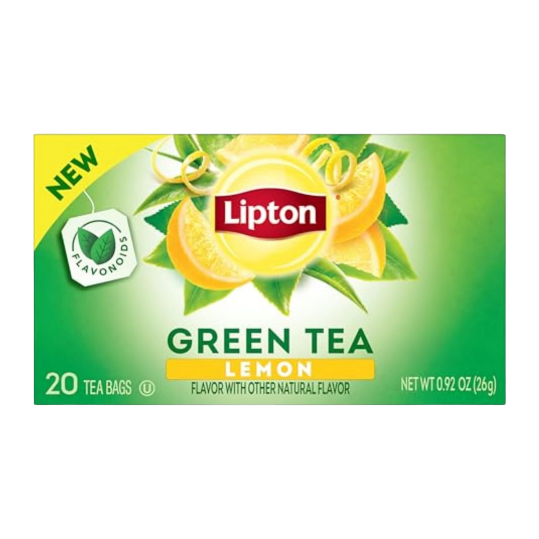 Lipton Lemon Green Tea Bags, Unsweetened, (Hot or Iced Tea), 20 Tea bags
