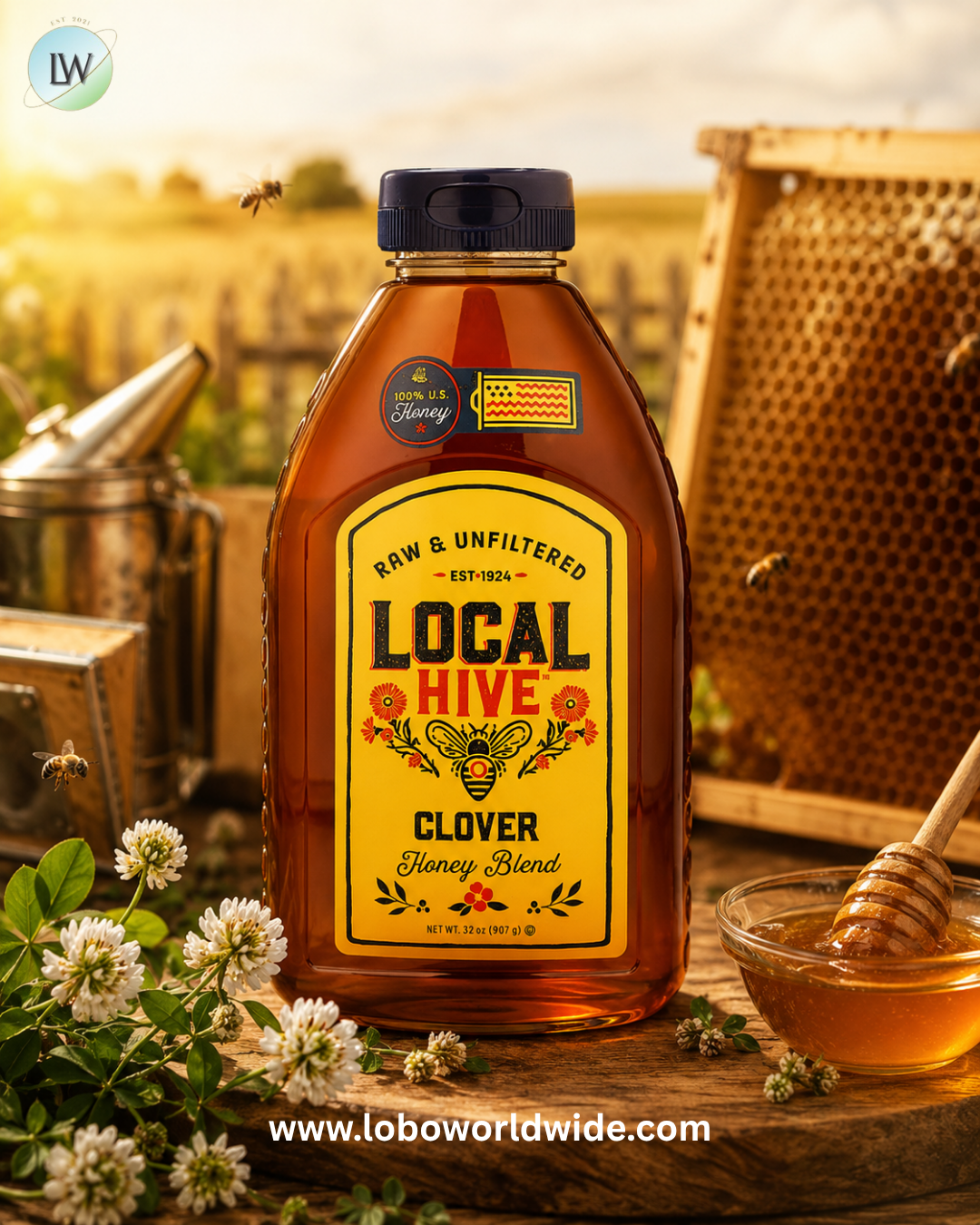 Local Hive, Honey Blend, Clover, Raw & Unfiltered, 32 oz (907 g)