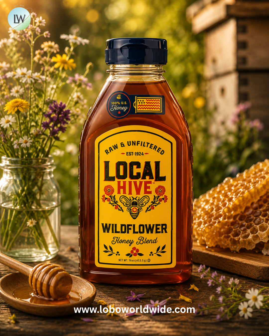 Local Hive, Honey Blend, Wildflower, Raw & Unfiltered, 16 oz (453.5 g)