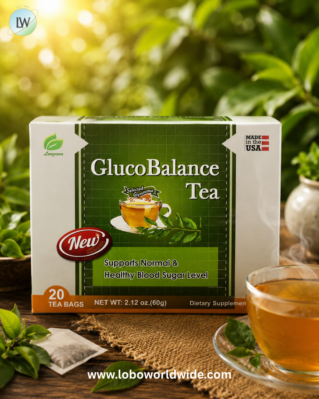Longreen, GlucoBalance Tea, 20 Tea Bags, 2.12 oz (60 g)
