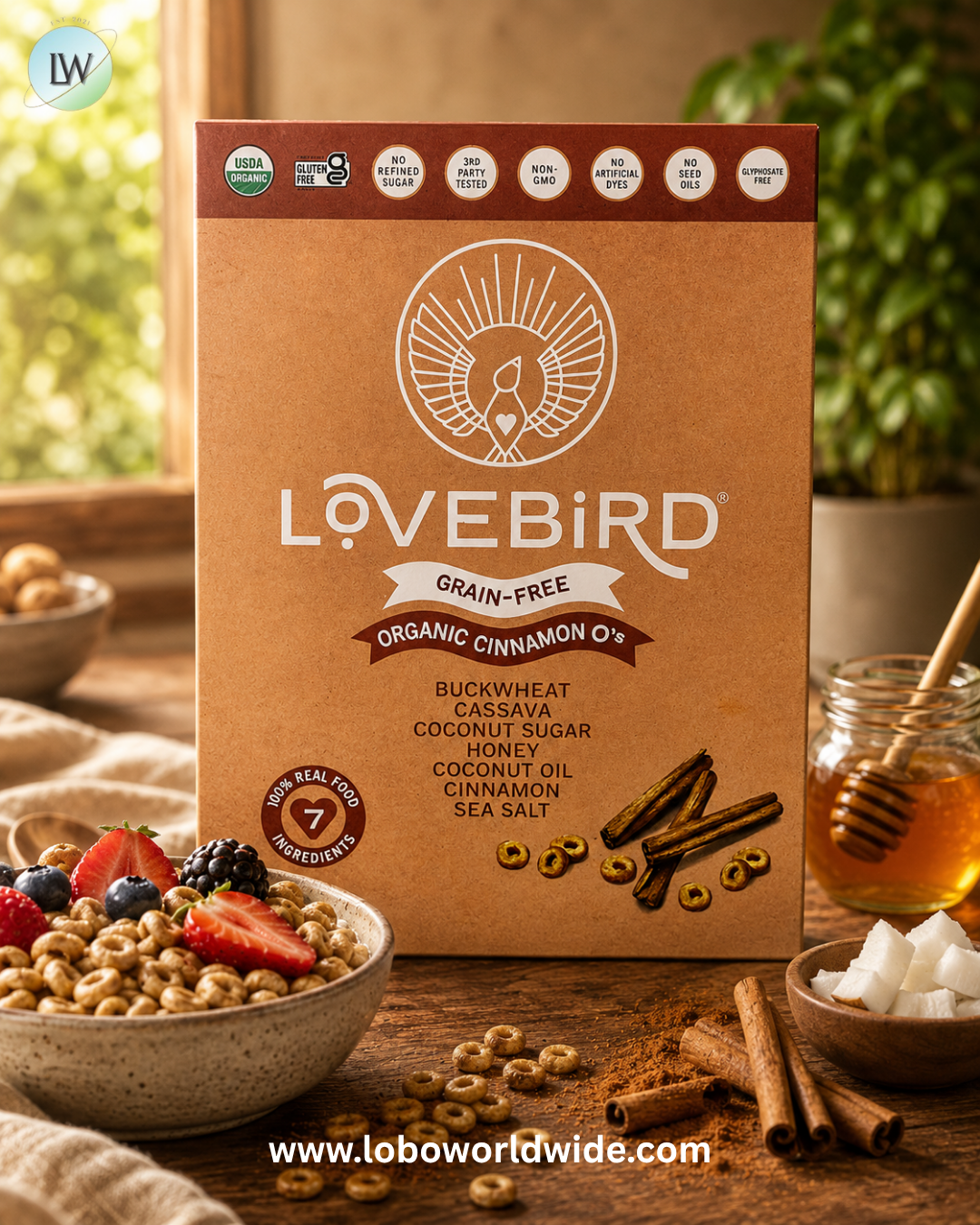 Lovebird, Grain-Free Cereal, Organic O's, 7 oz (198 g)