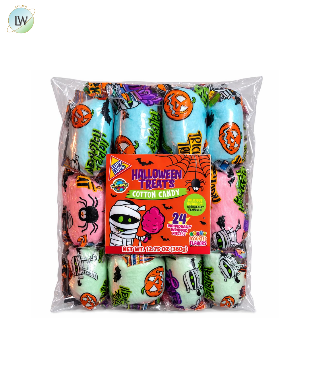 Lupy Lups! Cotton Candy Party Pack Halloween Edition, 0.5 oz, 24 pk.