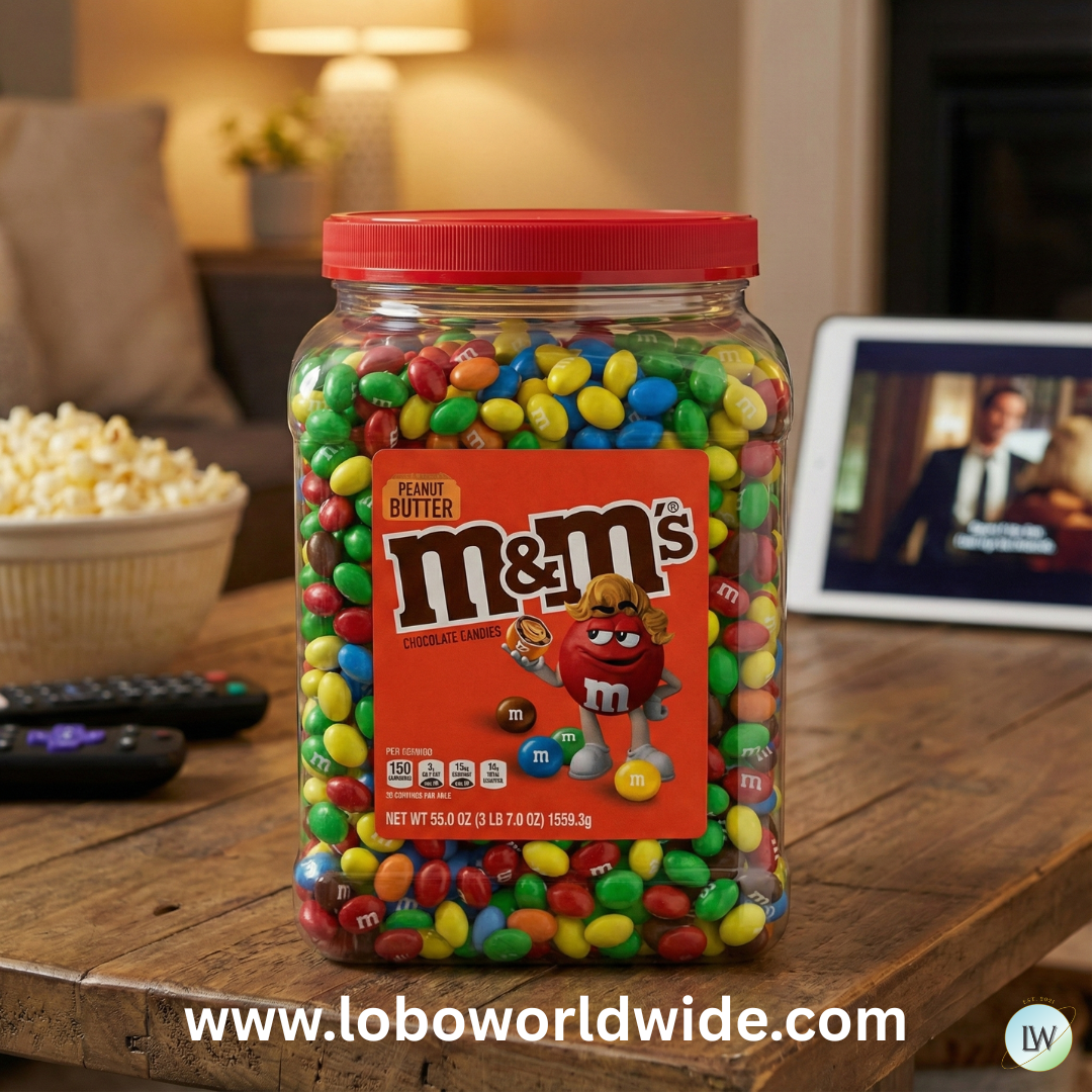 M&M's Bulk Chocolate Candy, Peanut Butter, Jar, 55 oz.