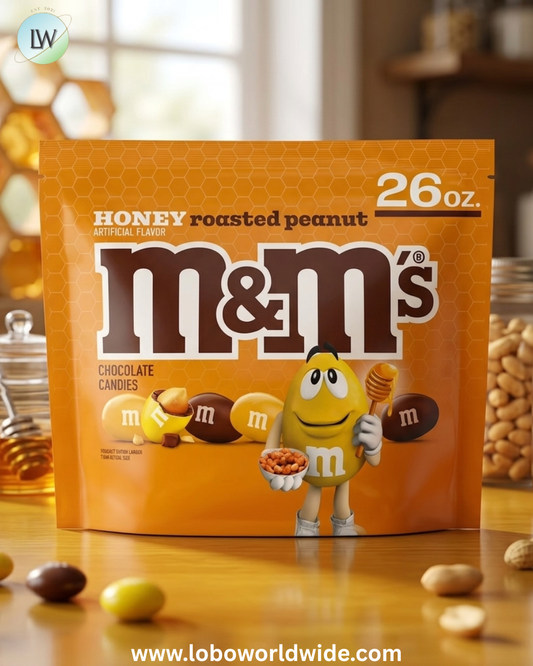 M&M'S Honey Roasted Peanut Milk Chocolate Candy, Resealable Pack, 26 oz.