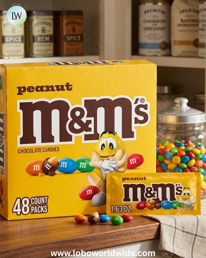 M&M'S Peanut Milk Chocolate Candy, Singles Size, 1.74 oz., 48 pk.