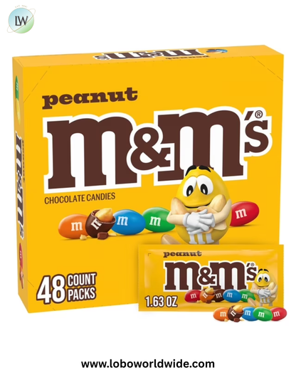M&M'S Peanut Milk Chocolate Candy, Singles Size, 1.74 oz., 48 pk.
