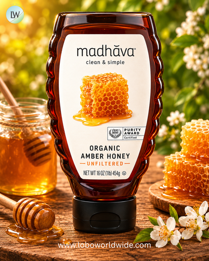 Madhava, Organic Amber Honey, Unfiltered