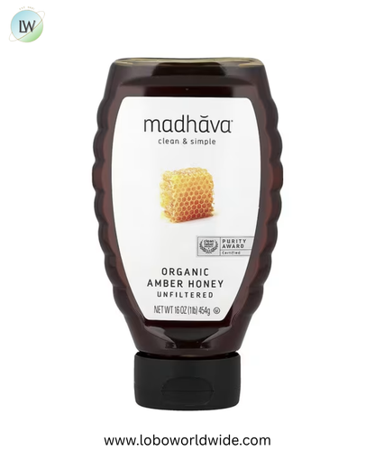 Madhava, Organic Amber Honey, Unfiltered