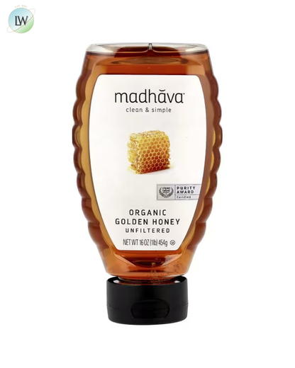 Madhava, Organic Golden Honey, Unfiltered, 16 oz (454 g)