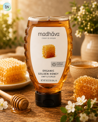Madhava, Organic Golden Honey, Unfiltered, 16 oz (454 g)