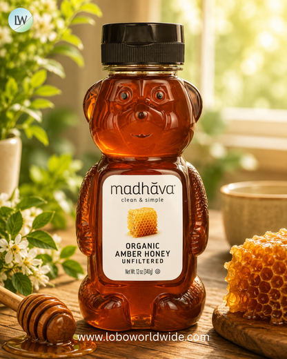 Madhava, Organic Amber Honey, Unfiltered