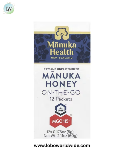 Manuka Health, Manuka Honey On-The-Go, UMF 6+, MGO 115+, 12 Packets, 0.176 oz (5 g) Each