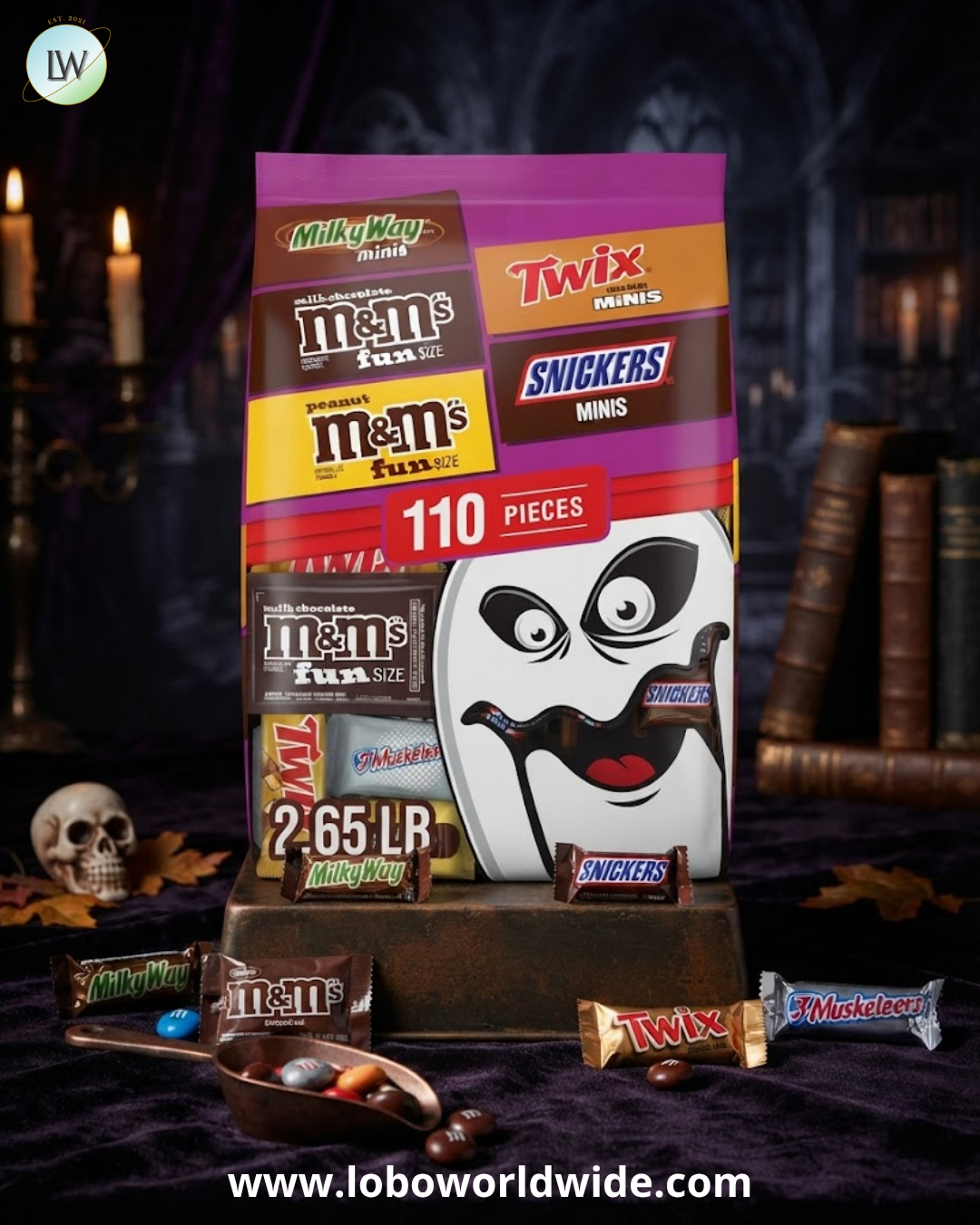 Mars Halloween Variety Pack Mini & Fun Size Chocolate Candy, 42.55 oz. (110 Pcs.)