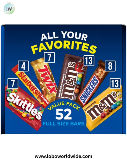 Mars Fundraiser Variety Pack Candy Bars, Full Size, 52 pk.