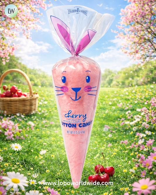 Maud Borup Cherry Cotton Candy Bunny Cone, 0.75 oz, Seasonal Spring Treat & Gift - Pack of 3