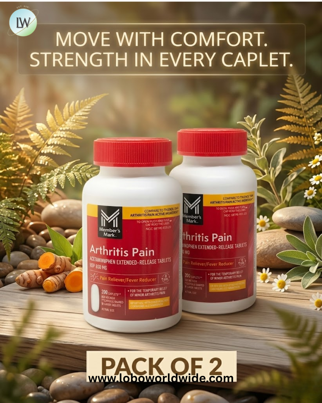 Member's Mark Arthritis Pain Extended Release Tablets, 650 mg Acetaminophen, 200 ct./pk., 2 pk.