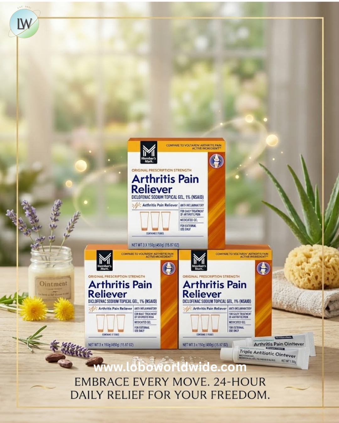 Member's Mark Arthritis Pain Reliever Topical Gel 1% NSAID, 150 mg Diclofenac Sodium, 3 pk.