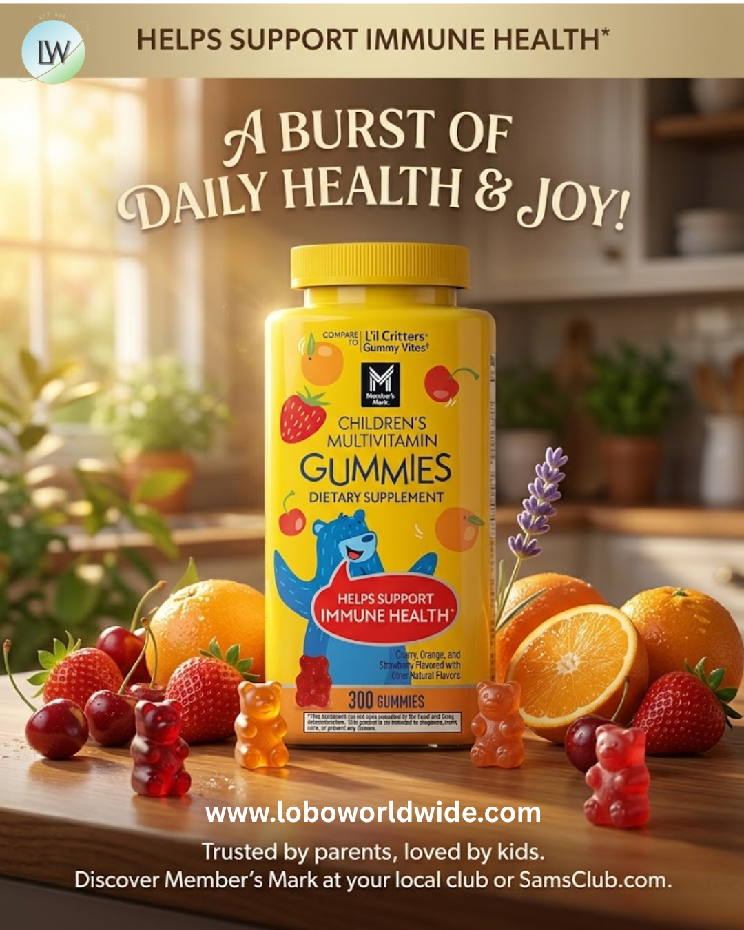Member's Mark Children's Multivitamin Gummies, Assorted Fruit Flavors, 300 ct.