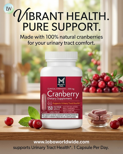 Member's Mark Clinical Strength Cranberry Capsules, 500 mg, 150 ct.
