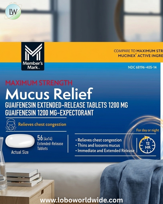 Member's Mark Max Strength Mucus Relief Guaifenesin Tablets, 1200 mg, 56 ct.