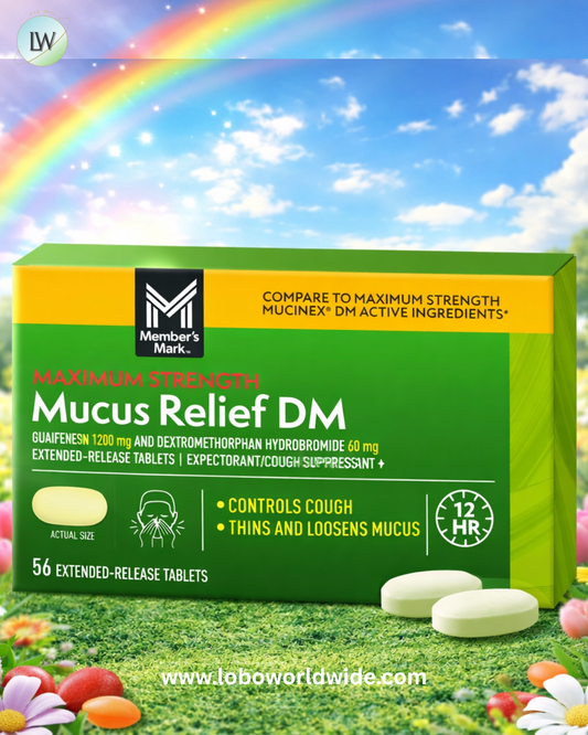 Member's Mark Maximum Strength Mucus-DM Guaifenesin and Dextromethorphan Hydrobromide Extended-Release Tablets, 1200 mg/60 mg, 56 ct.