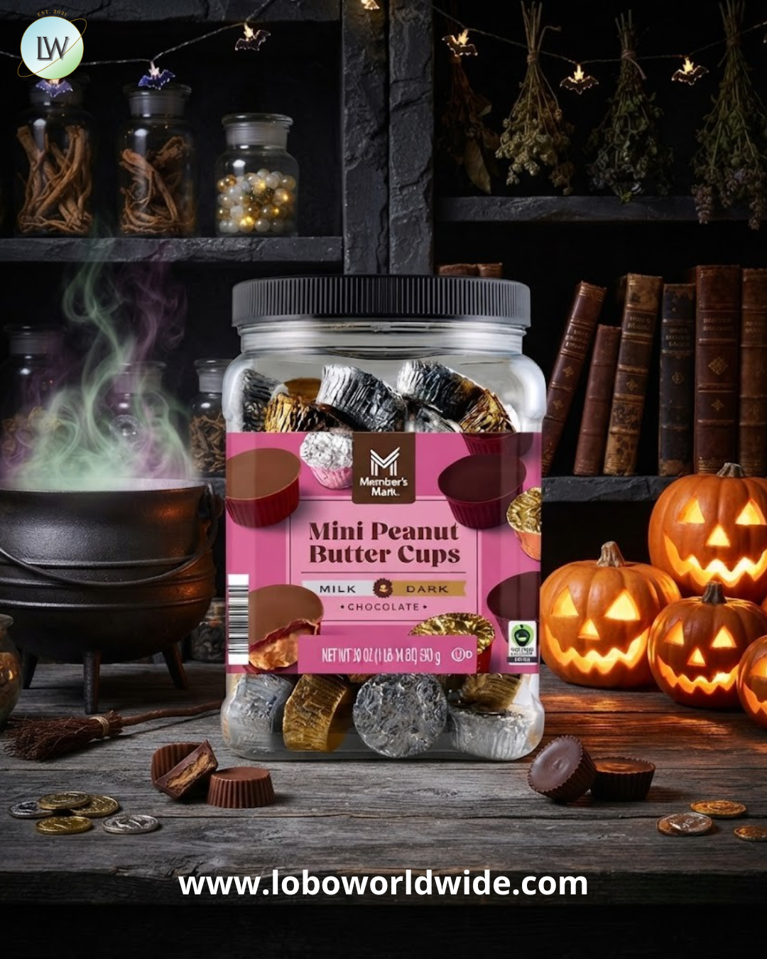 Member's Mark Mini Peanut Butter Cups, Milk & Dark Chocolate Candy, 30 oz.