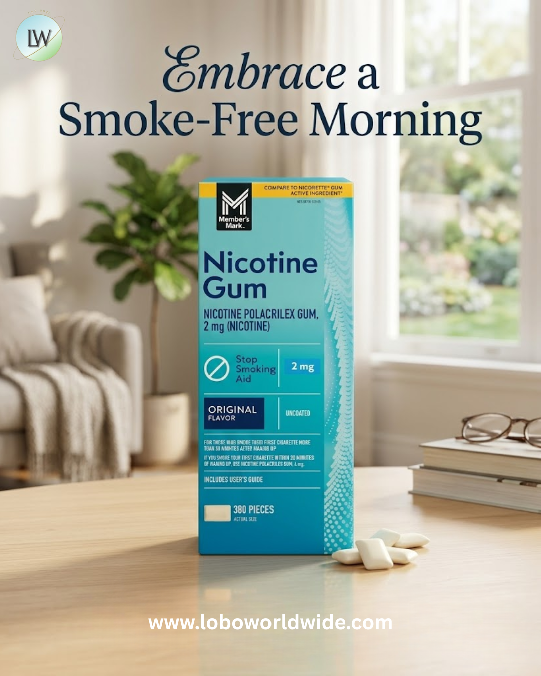 Member's Mark Nicotine Uncoated Gum, Original Flavor, 190 ct., 2 pk.