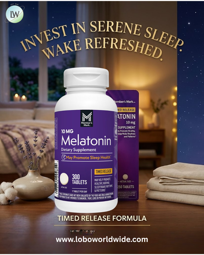 Member's Mark Timed-Release Melatonin Tablets, 10 mg, 300 ct.