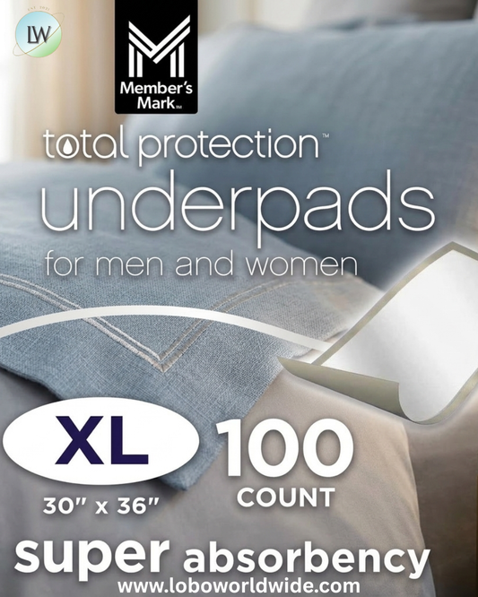 Member's Mark Total Protection Underpads Extra-Large, 30" x 36", 100