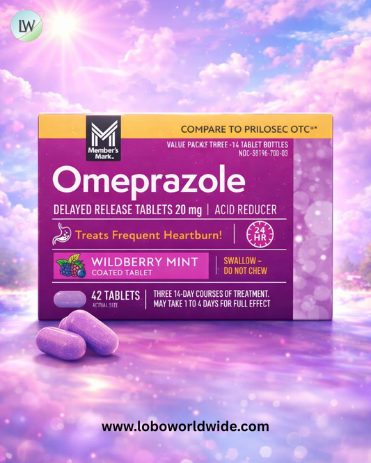 Member's Mark Wildberry Mint Omeprazole Tablets, 20mg, 42 ct.