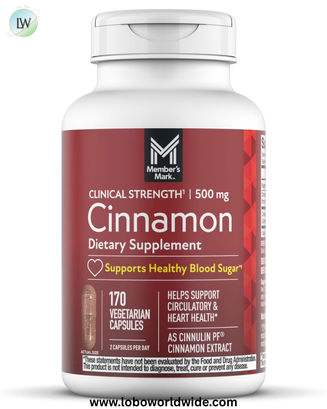 Member's Mark Clinical Strength Cinnamon 500 mg. Capsules, 170 ct.