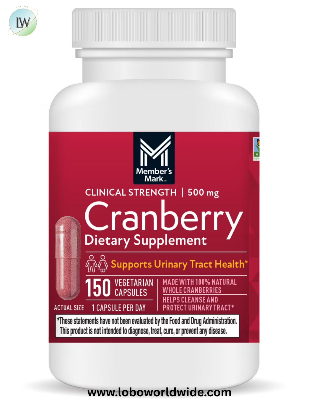Member's Mark Clinical Strength Cranberry Capsules, 500 mg, 150 ct.