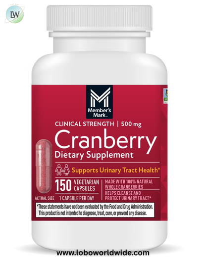 Member's Mark Clinical Strength Cranberry Capsules, 500 mg, 150 ct.