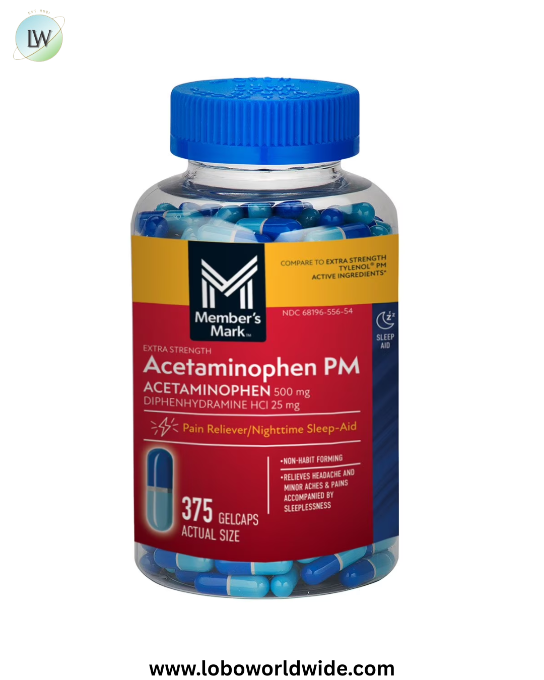 Member's Mark Extra Strength Acetaminophen PM Gelcaps, 375 ct.