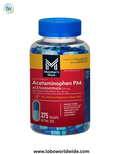 Member's Mark Extra Strength Acetaminophen PM Gelcaps, 375 ct.