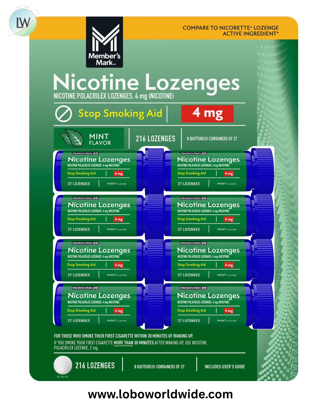 Member's Mark Nicotine Lozenge Mint Flavor 4 mg, 27 ct., 8pk.