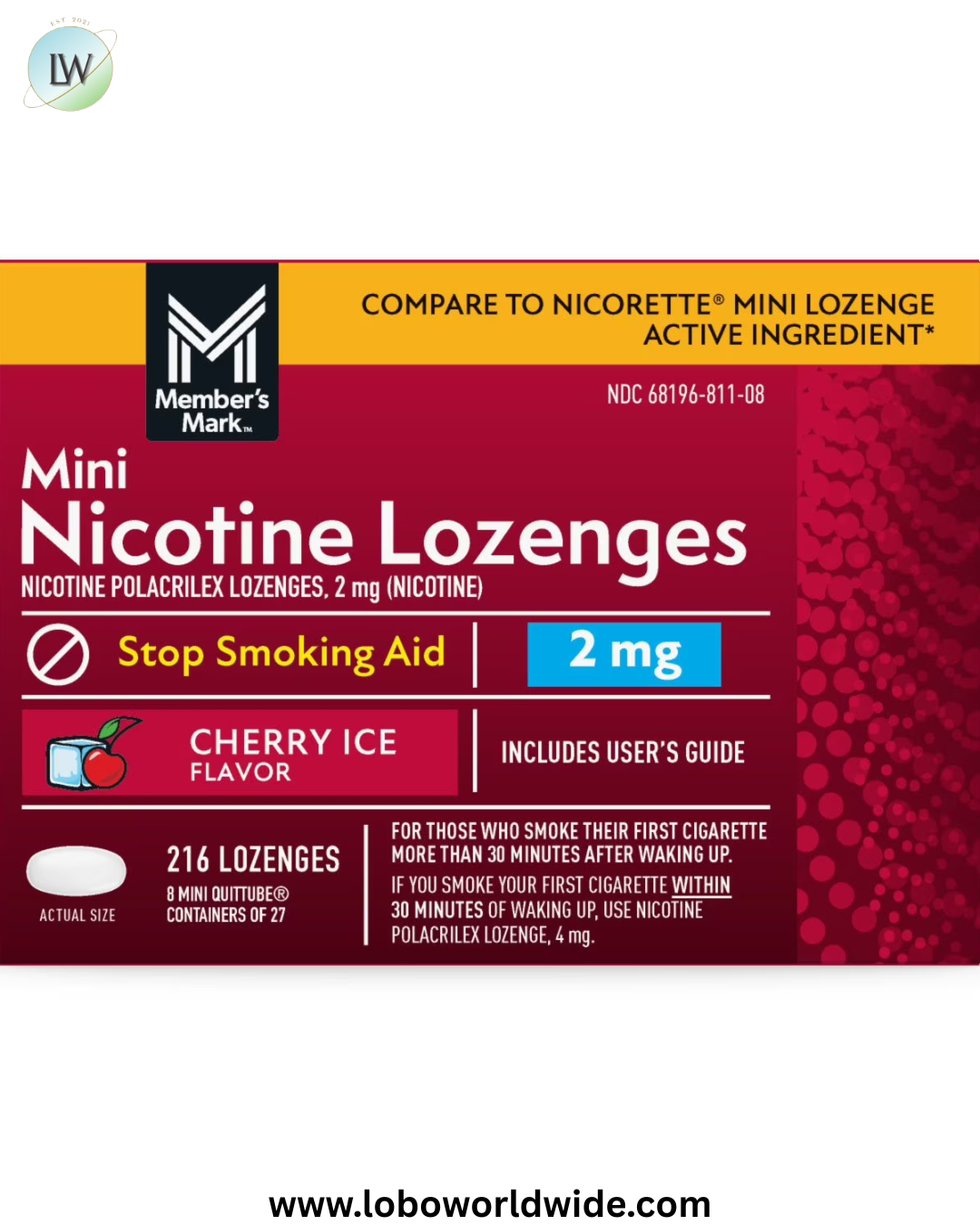 Member’s Mark Nicotine Mini Lozenge, Choose your flavor, 216 ct.