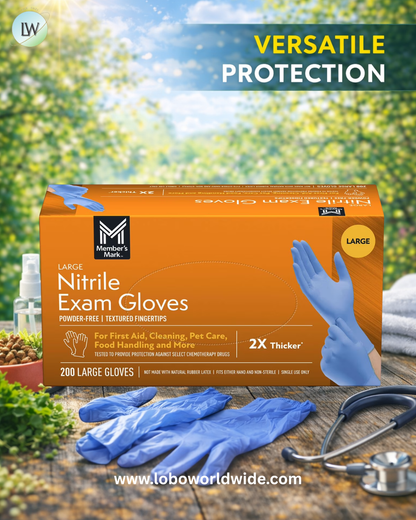 Member's Mark Nitrile Exam Gloves, Choose your Size, 200 ct.
