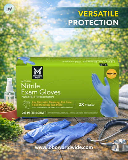 Member's Mark Nitrile Exam Gloves, Choose your Size, 200 ct.