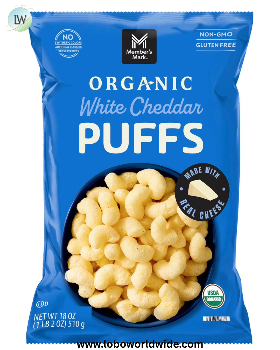 Member's Mark Organic White Cheddar Puffs, 18 oz.