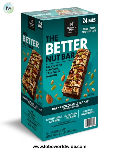 Member's Mark The Better Nut Bar, Dark Chocolate and Sea Salt, 24 ct.