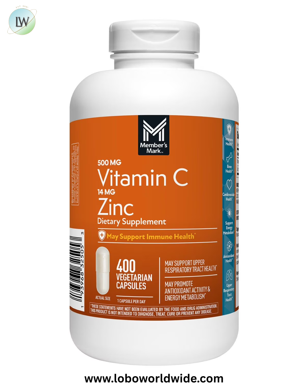 Member's Mark Vitamin C with Zinc Capsules, 400 ct.