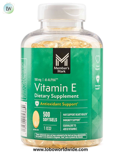 Member's Mark Vitamin E Softgels, 180 mg, 500 ct.