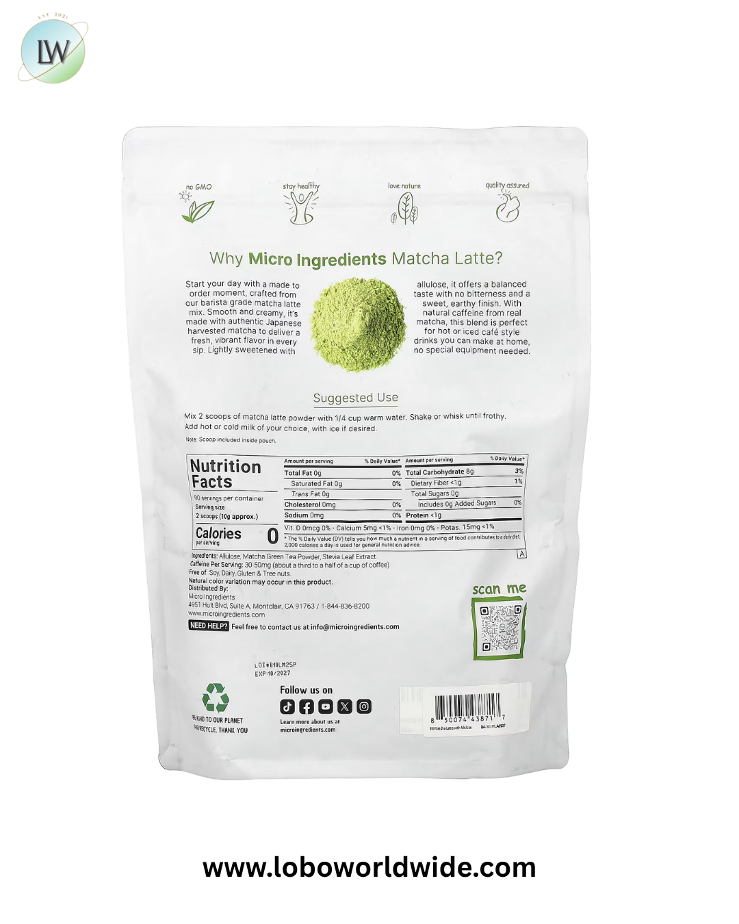 Micro Ingredients, Matcha Latte, 2 lb (907 g)
