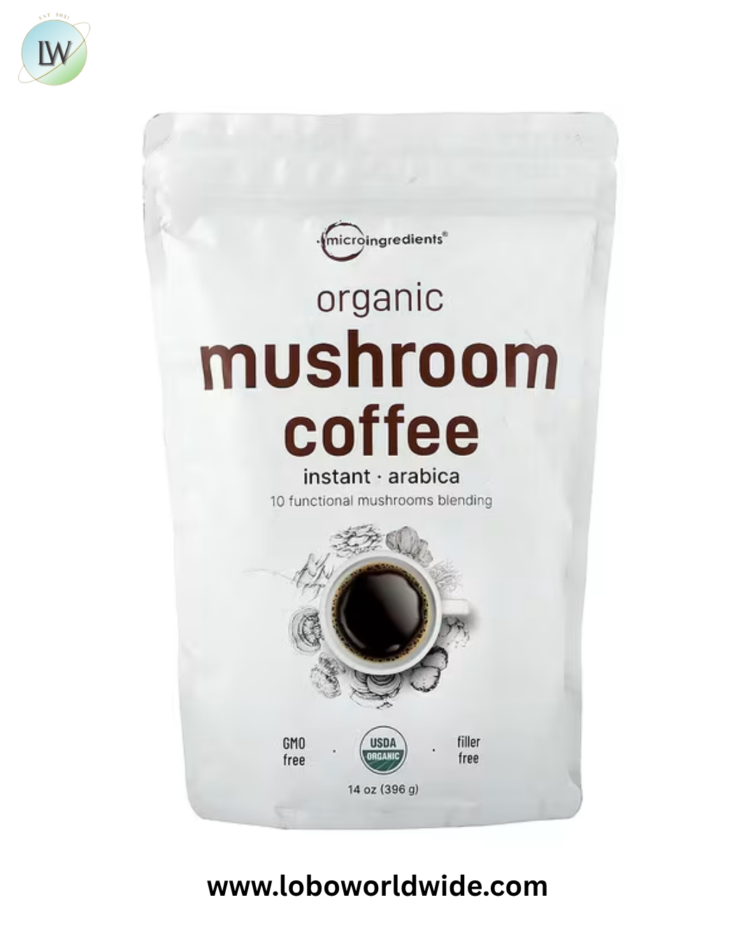 Micro Ingredients, Organic Mushroom Coffee, Arabica, Instant, 14 oz (396 g)